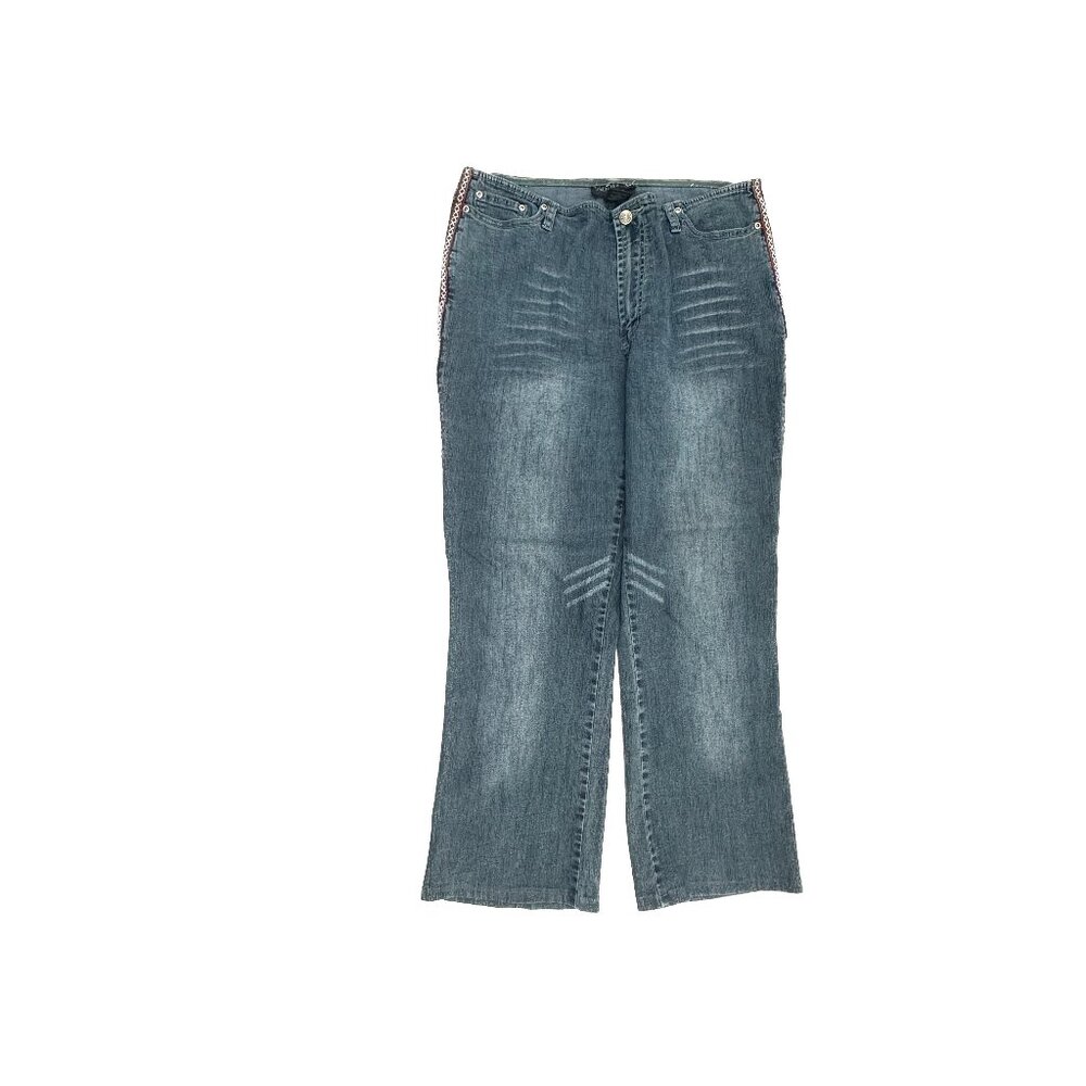 Adolfo Bootcut Side Stripe Women's size 16 Dark Wash Blue Denim Jeans